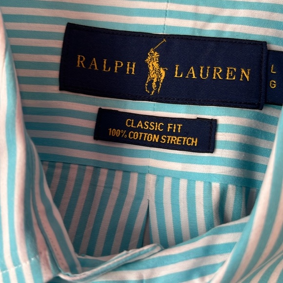 Ralph Lauren Turquoise and white striped dress shirt - Picture 3 of 3
